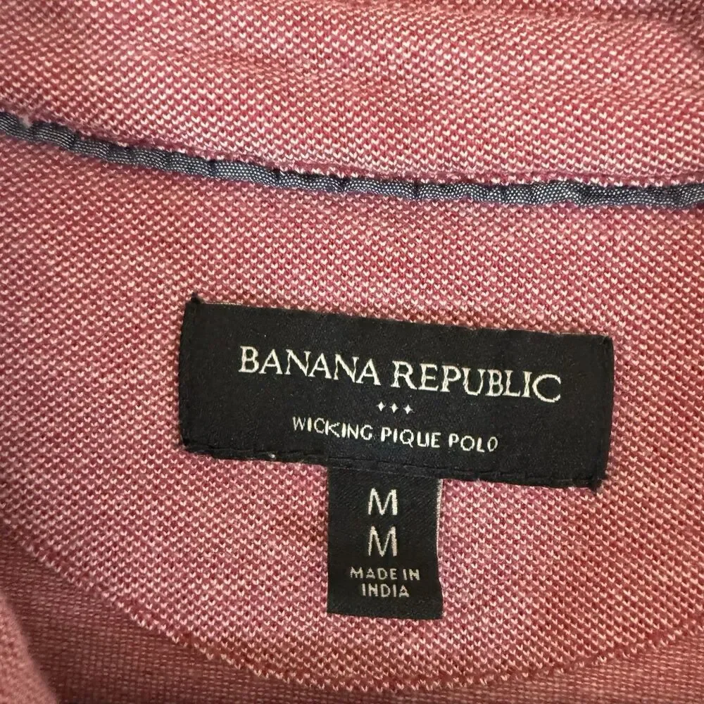 Banana Republic Wicking Pique Polo Men's Medium Red Short Sleeve 100% Cotton